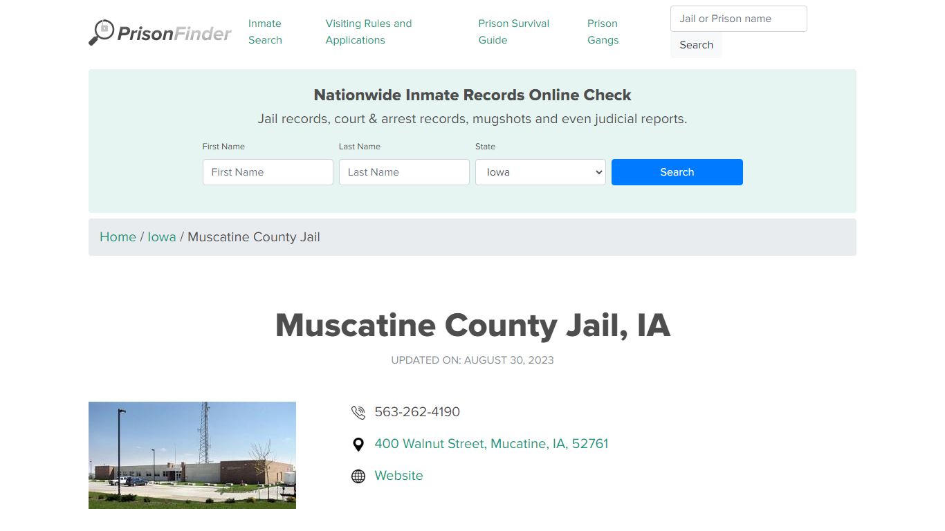 Muscatine County Jail, IA Inmate Search, Mugshots, Visitation, Phone no ...